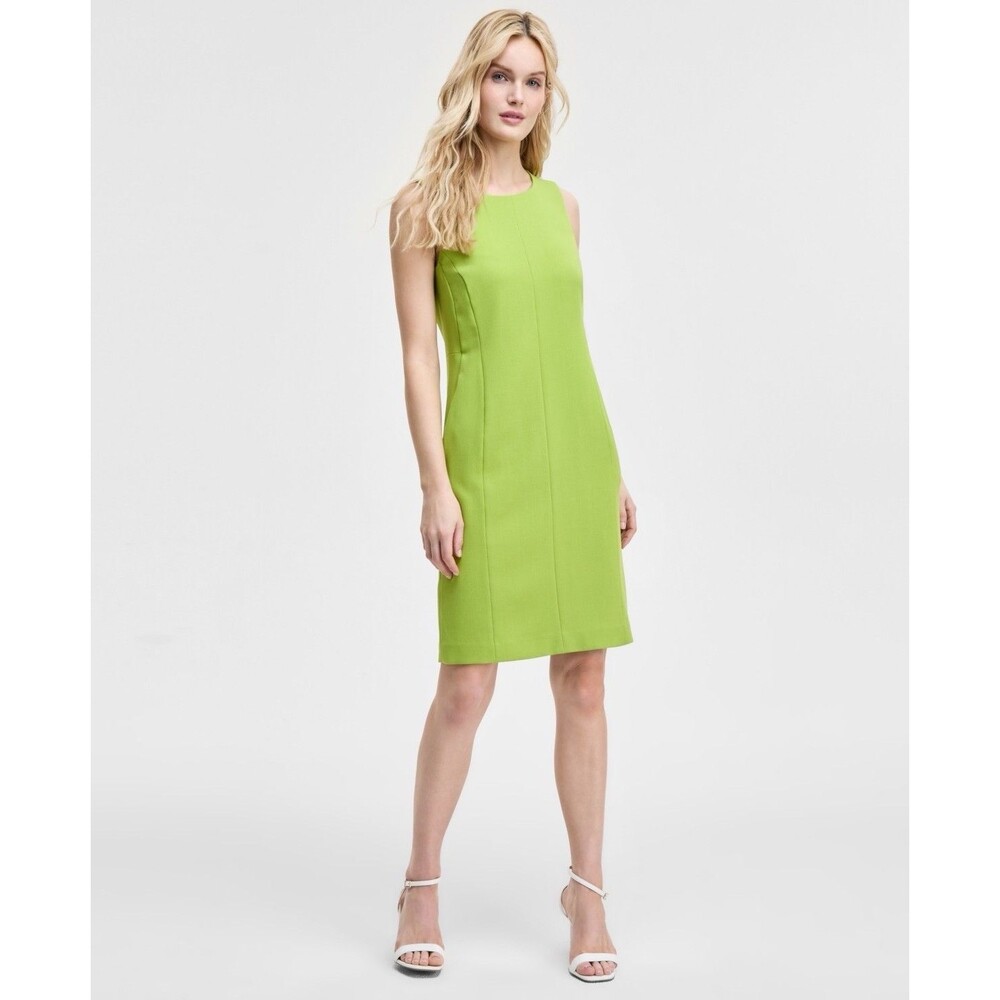 Kasper Women's Green Petite Sleeveless Multi-Seam Sheath Dress 6